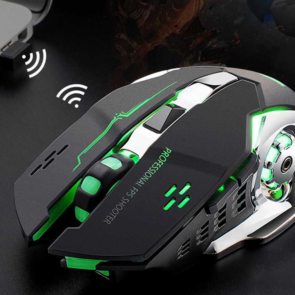 1PC Wireless Gaming Mouse Portable Charging Game Mouse Mute Mechanical Mouse Luminous Computer Mouse Wireless Optical Computer Accessories for Laptop Use (Black)