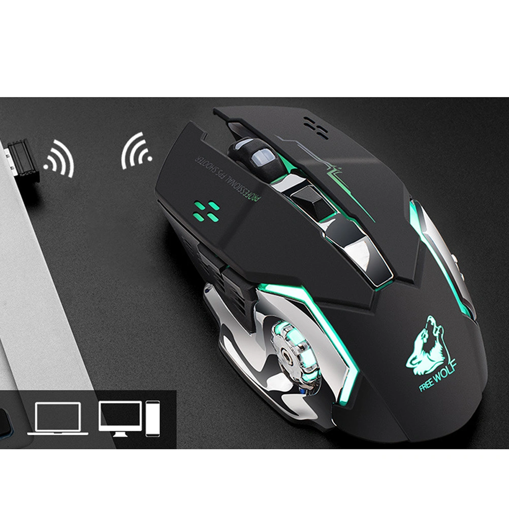 1PC Wireless Gaming Mouse Portable Charging Game Mouse Mute Mechanical Mouse Luminous Computer Mouse Wireless Optical Computer Accessories for Laptop Use (Black)