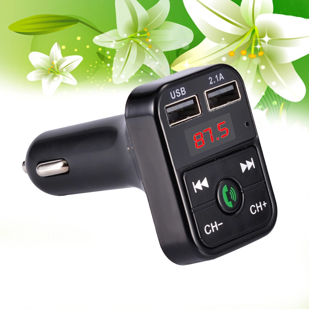 LED Display Vehicle Mounted MP3 Player USB Charge Multi Function Hands Free Player(Black)