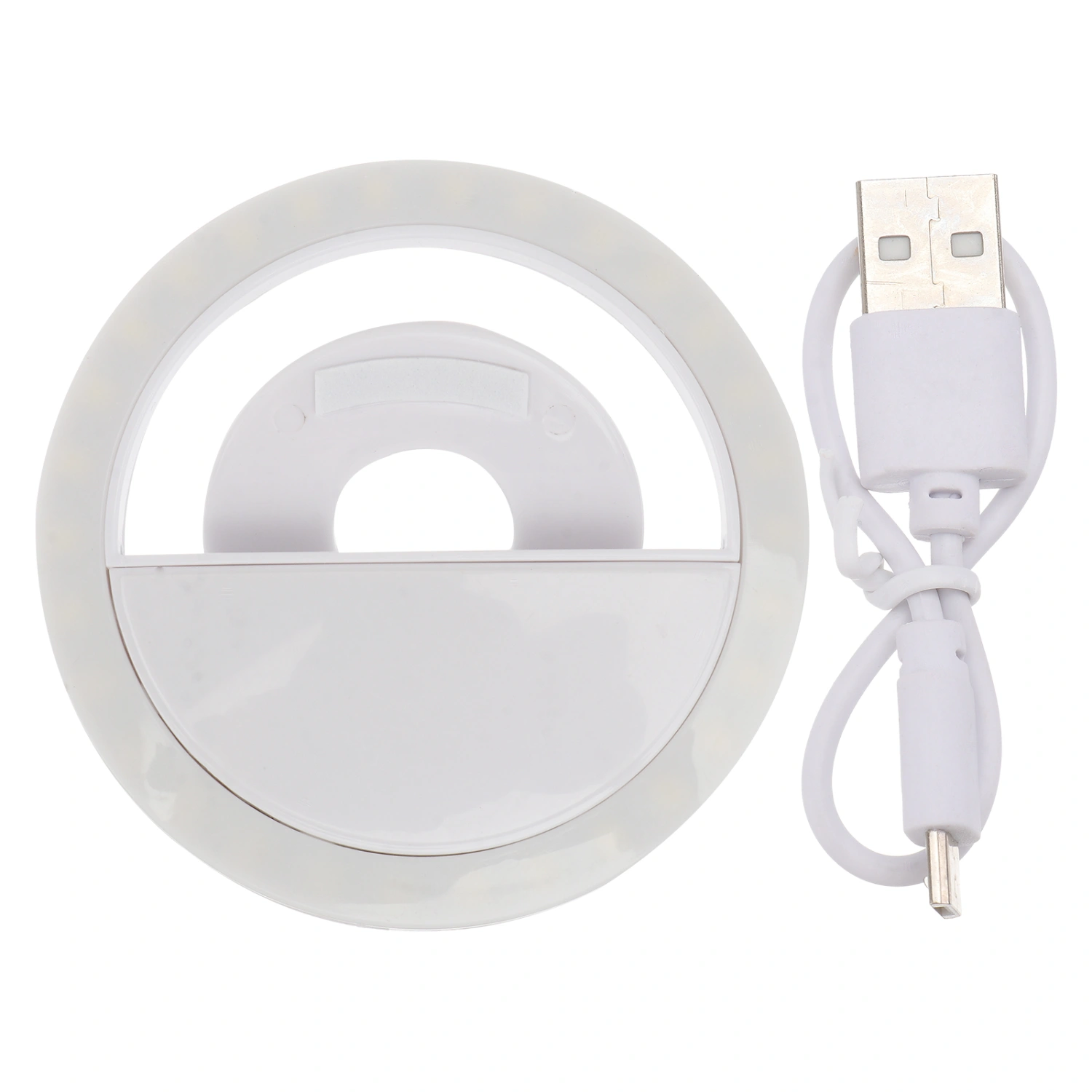 1pc LED Portable Photography Fill Lights Cellphone Selfie Ring Light Supplementary Lighting Flash Light (Cosmetic Mirror, Charging Style, With USB Cable, White)