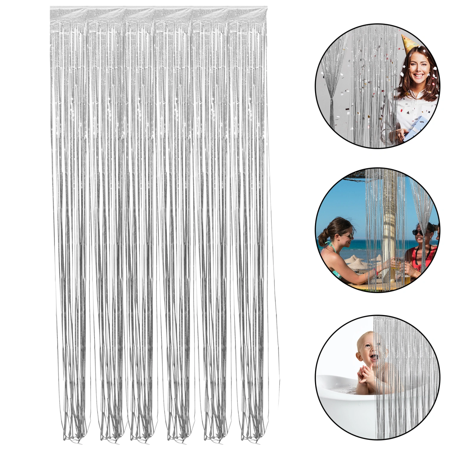 2pcs Tinsel Curtain Glitter Tinsel Fringe Curtains Background Decoration