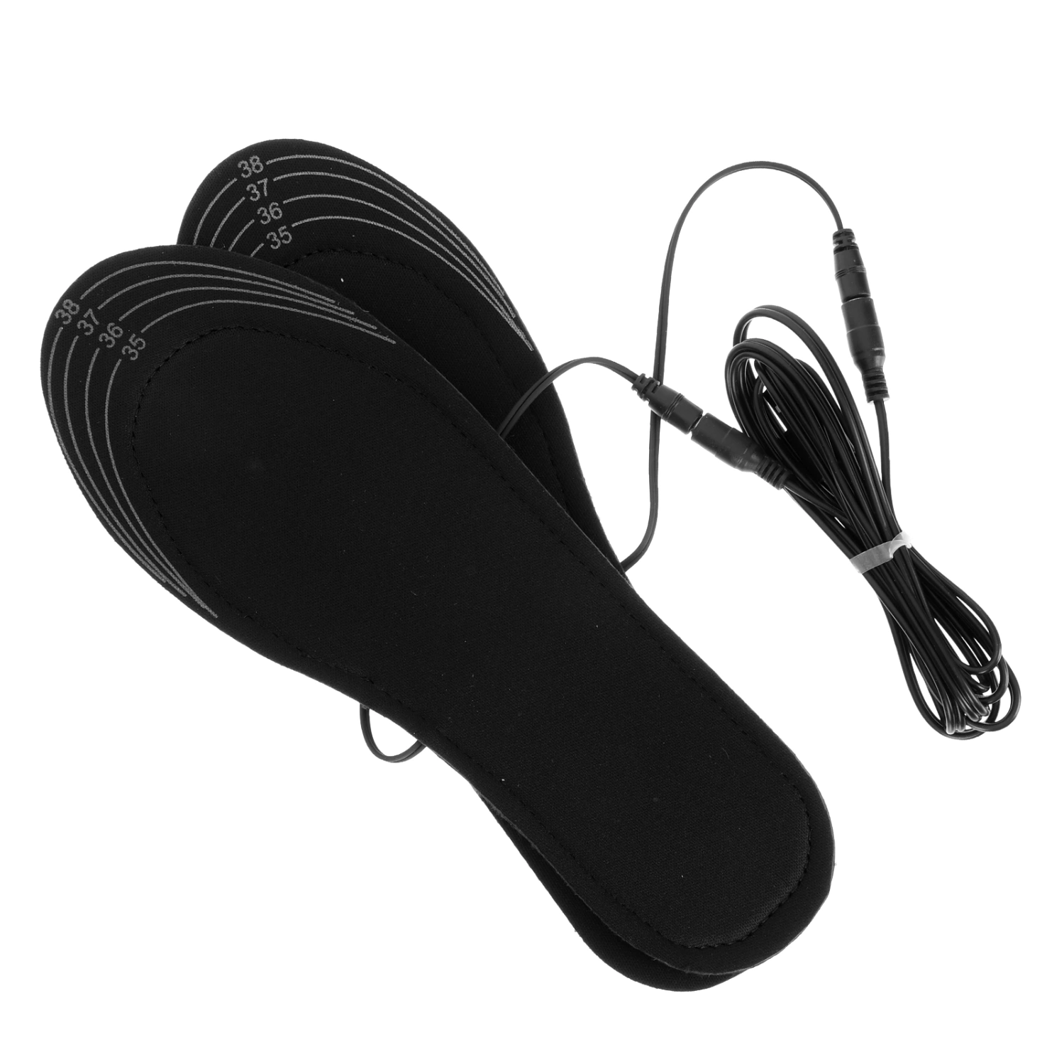 1 Set of Heated Insole Foot Warmer USB Rechargeable Heated Shoes Insole Black