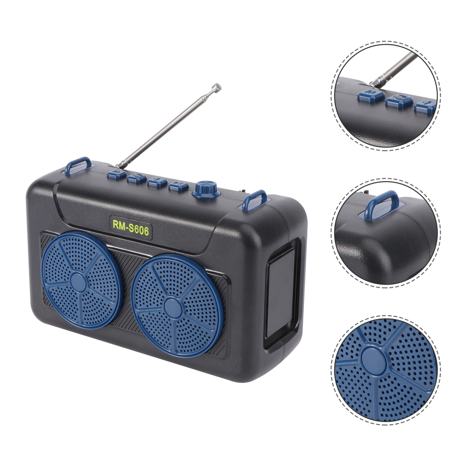 1Pc Retro Radio Multi-function Speaker Subwoofer with Solar Panel Speaker (Blue)