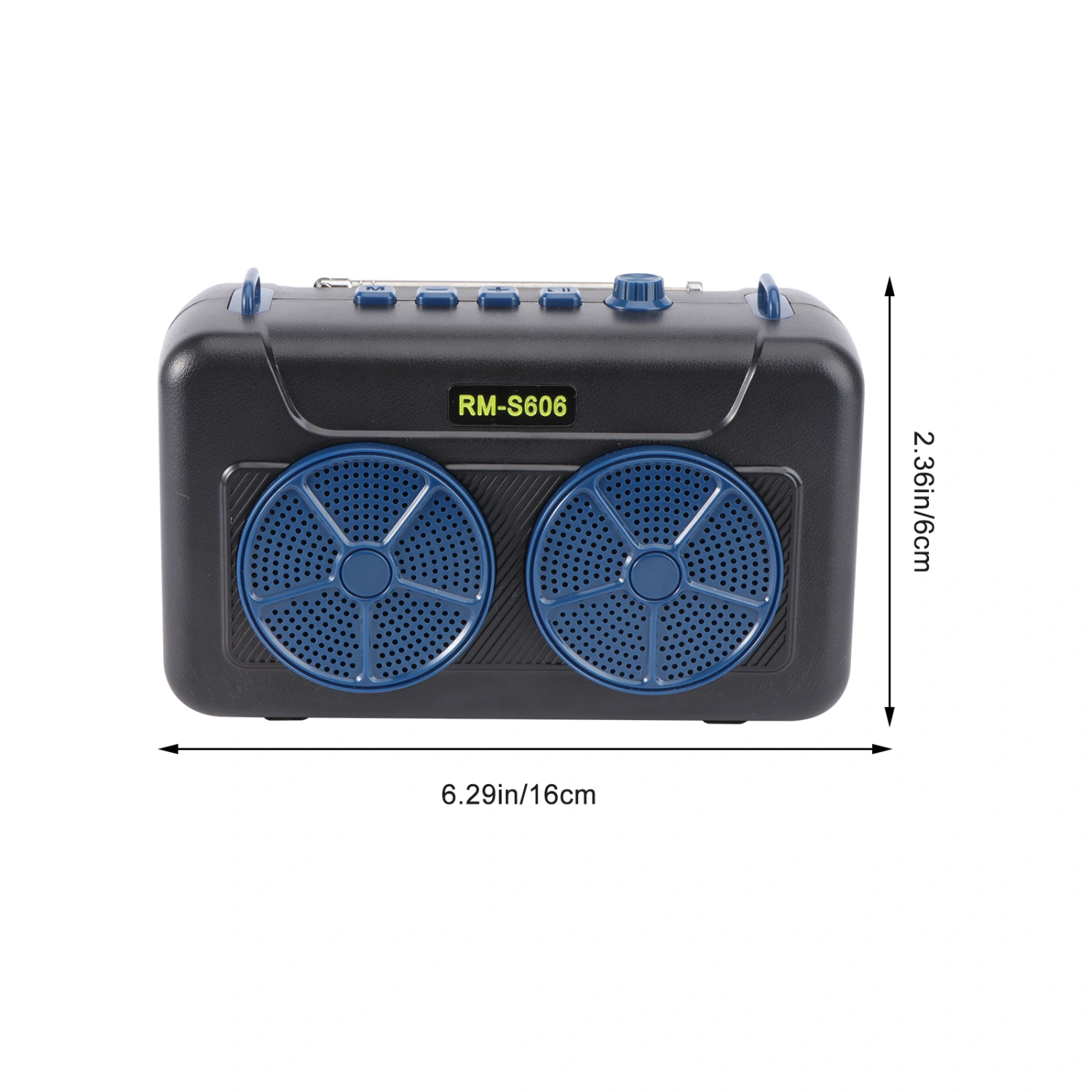 1Pc Retro Radio Multi-function Speaker Subwoofer with Solar Panel Speaker (Blue)