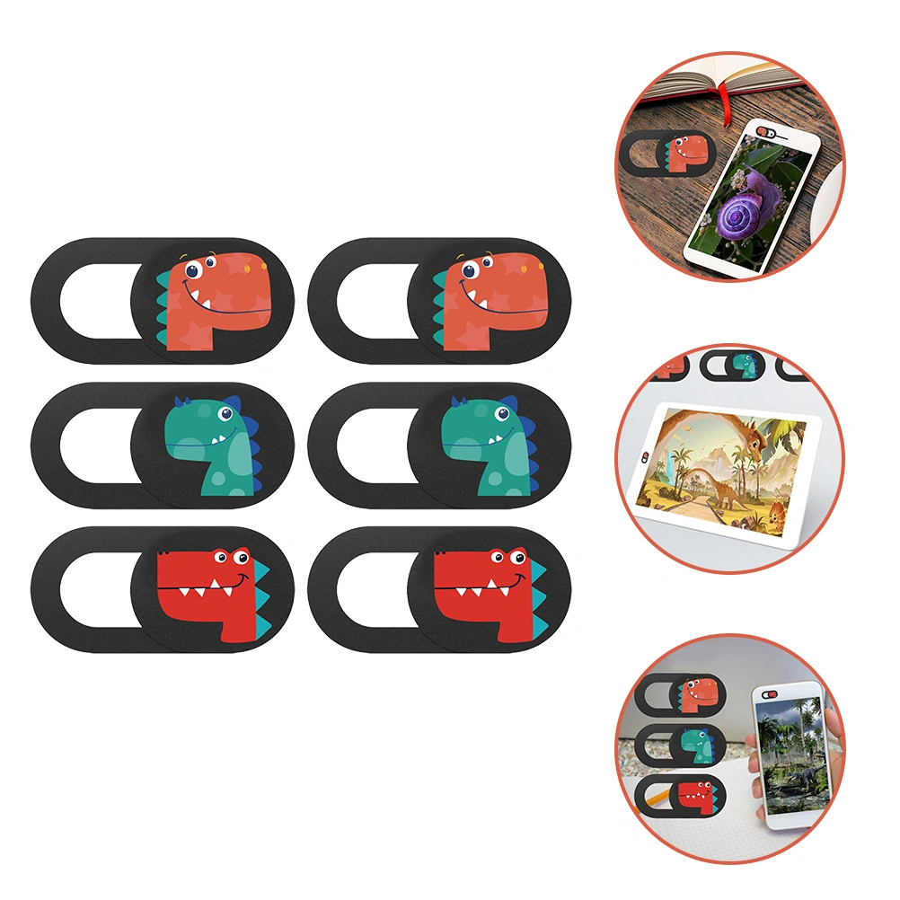 6Pcs Laptop Camera Cover Slide Dinosaur Pattern Webcam Privacy Lens Protector
