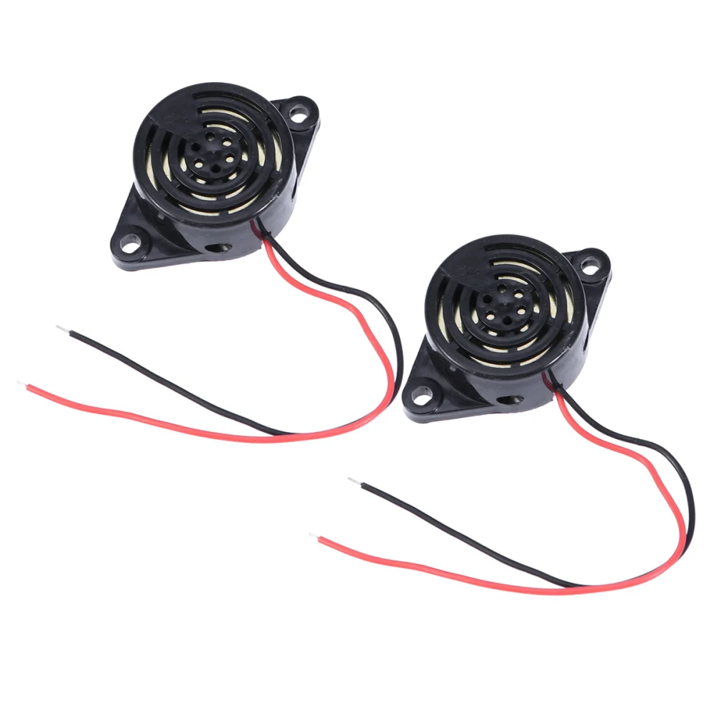 2 PCS DC 3-24V 90DB Small Enclosed Electronic Continuous Buzzer Alarms with Wires