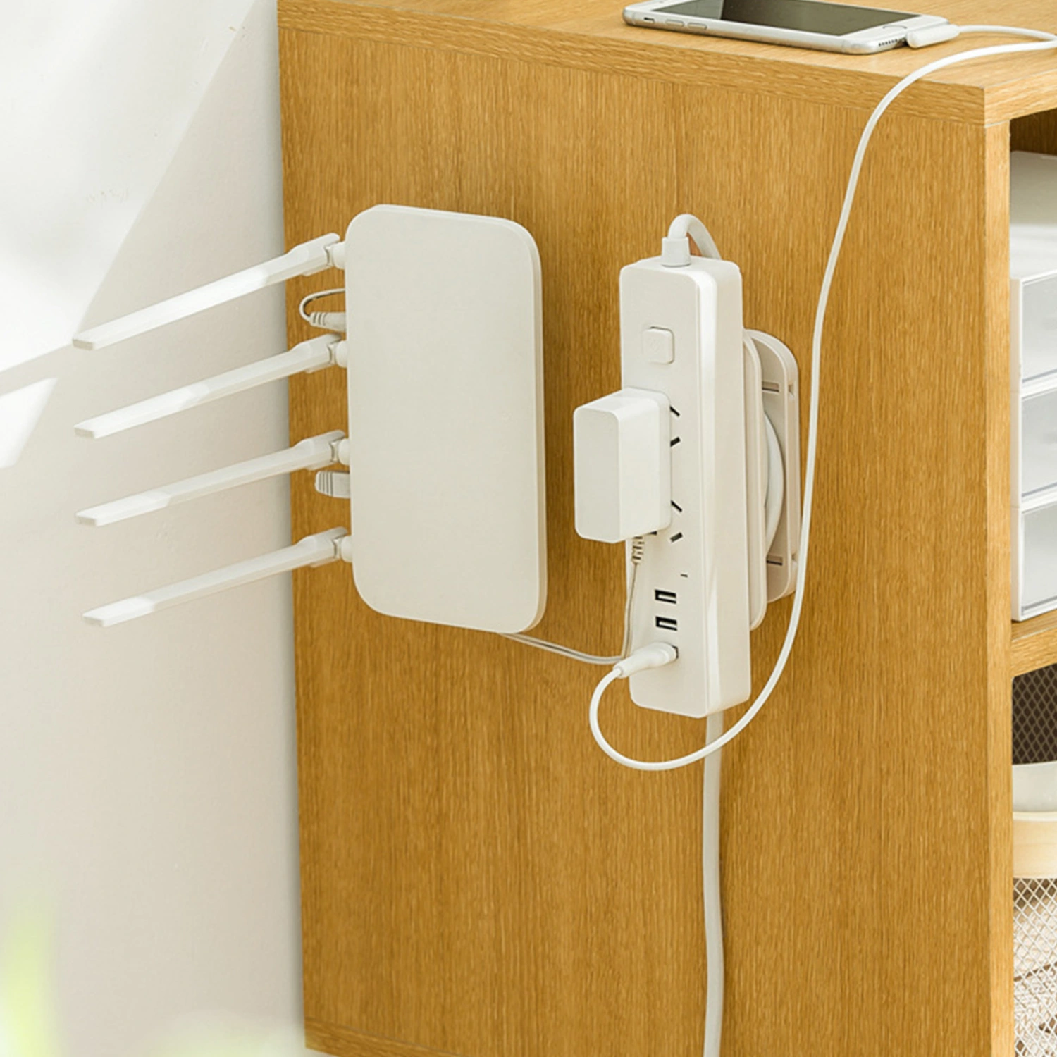 Nail-free Socket Rack Power Strip Wall Organizer Power Strip Winder Hanging Socket Holder