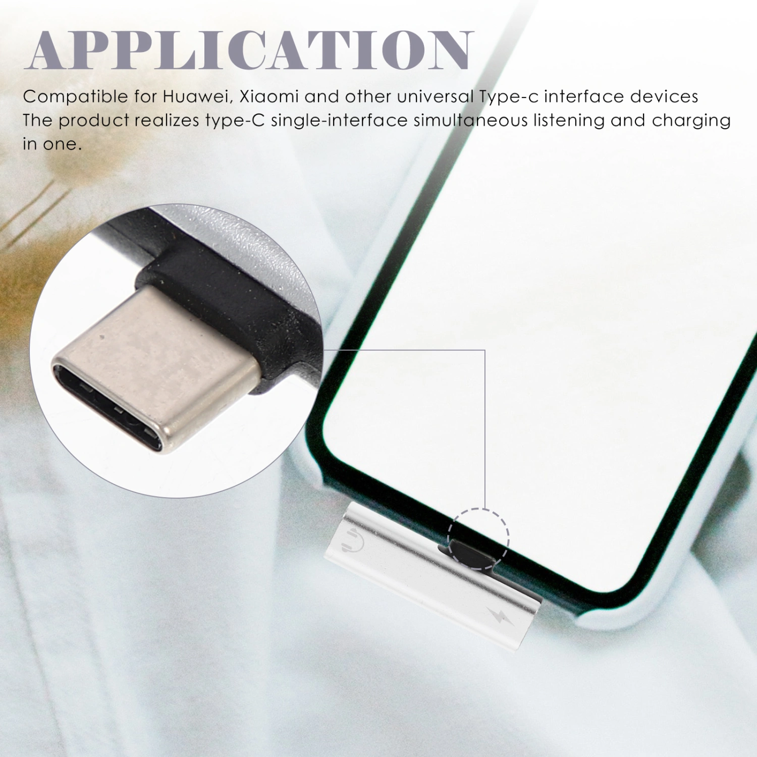 Headphone Adapter2-in-1 Type C to 3.5mm Audio Adapter and Fast Charging