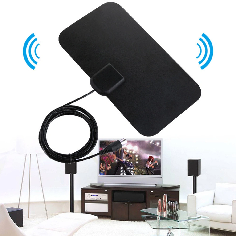 Indoor Digital ATSC TV Antenna With Amplifier Signal Booster Aerial HDTV Antenna (Black)