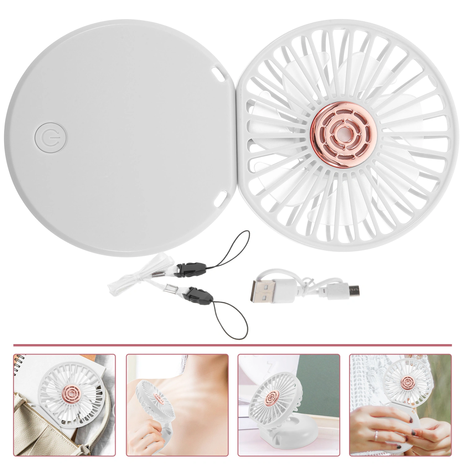 Neck Hanging Fan Rechargeable Handheld Fan Folding Desktop Fan Small Personal Fan