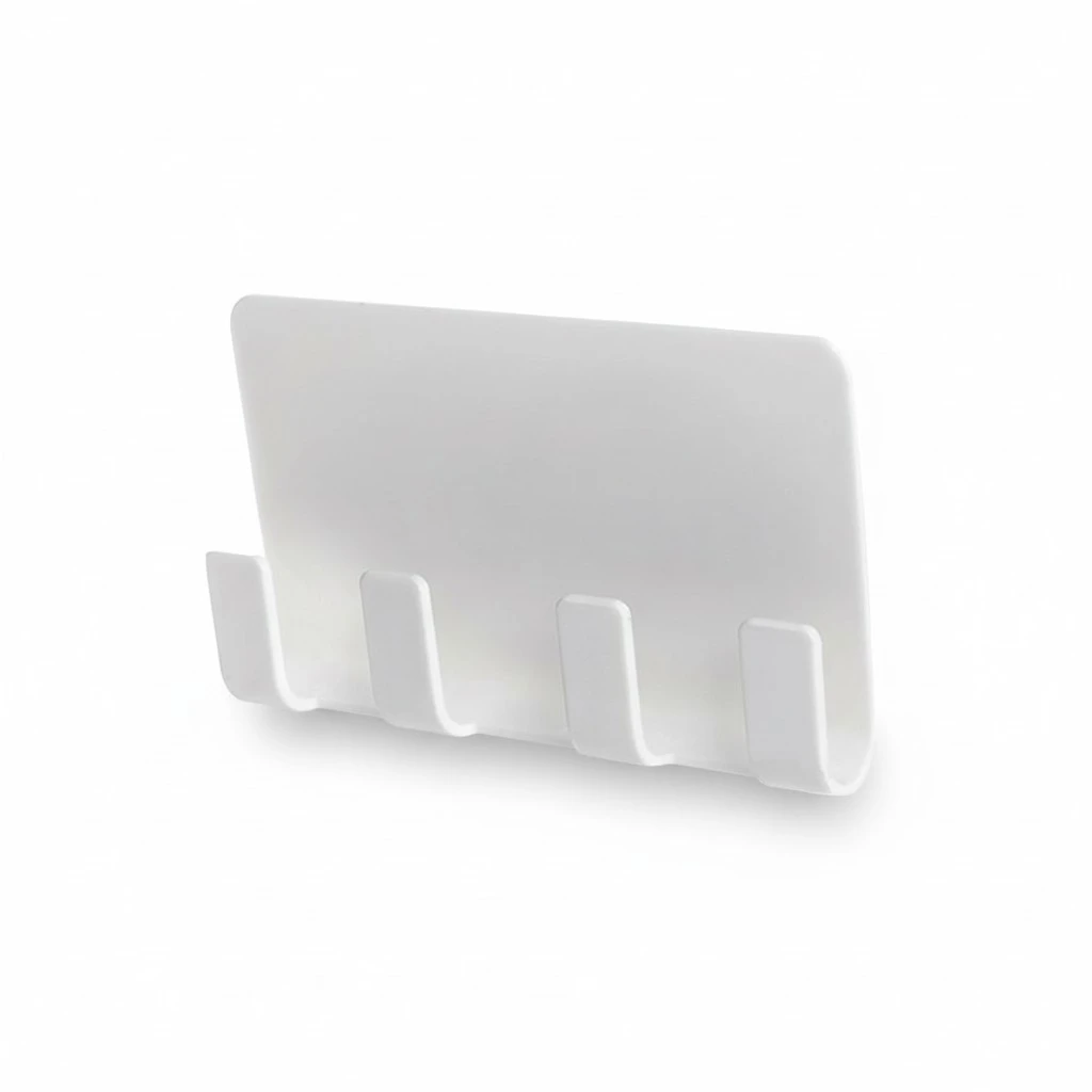 Adhesive Mobile Phone Charging Bracket Charging Holder Wall Mount Seamless 4 Hooks Storage Rack (White)