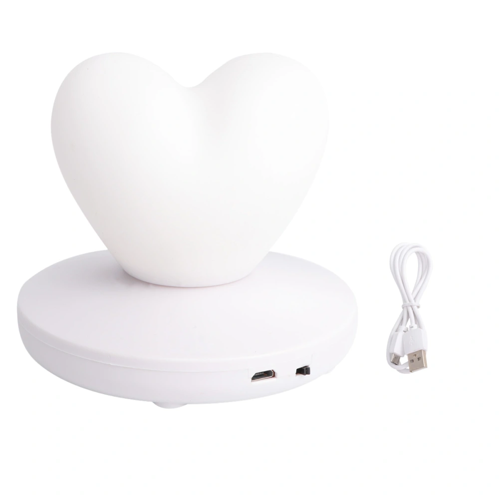 Night Light Bedside Light Heart Shape Creative Rechargeable for Kids Room Bedroom (White)