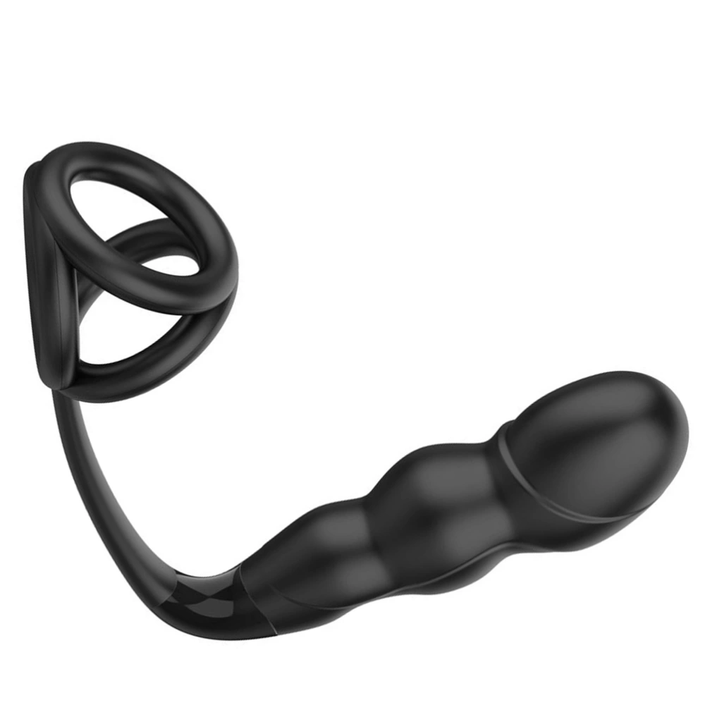 1PC Prostate Stimulator Silicone Anal Plug 3D Penis Ring Sex Vibrator for Male - Size L