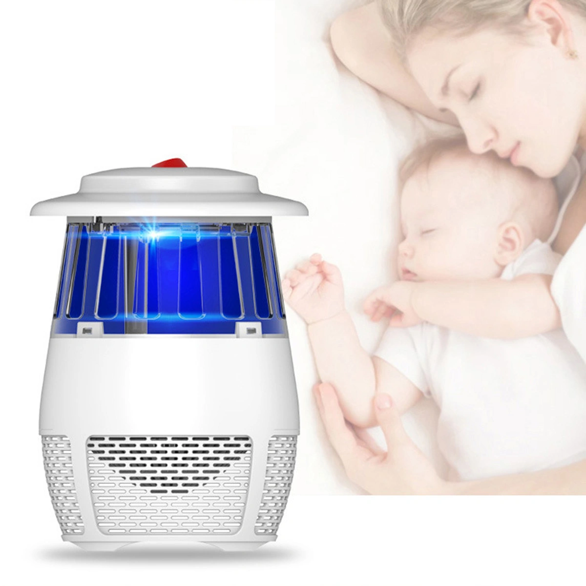 Household Electric Mosquito Killer Lamp Zapper USB Mosquito Killer LED Mute UV Lamp Light Mosquito Trap for Home Office Use (White)