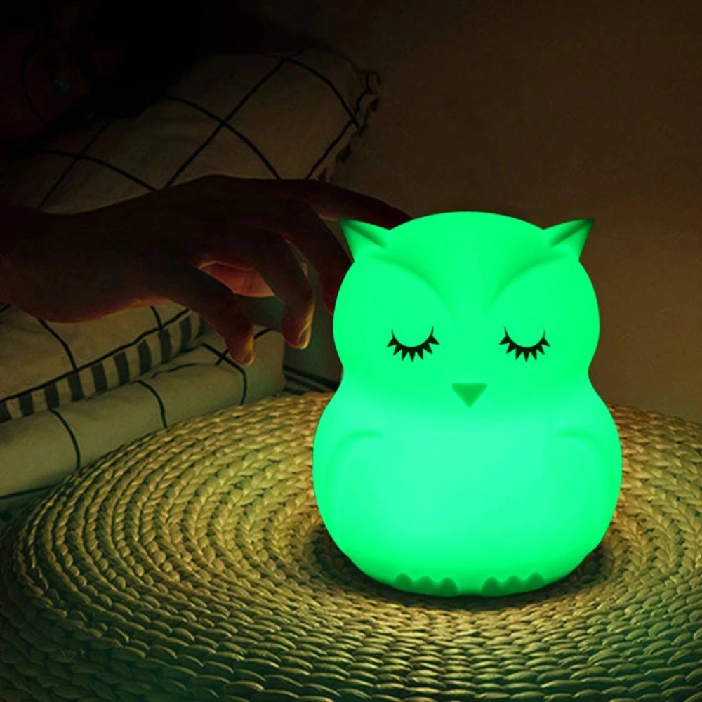 LED Touch Colorful Owl Patting Lamp Atmosphere Bedside Night Lamp No Battery Included