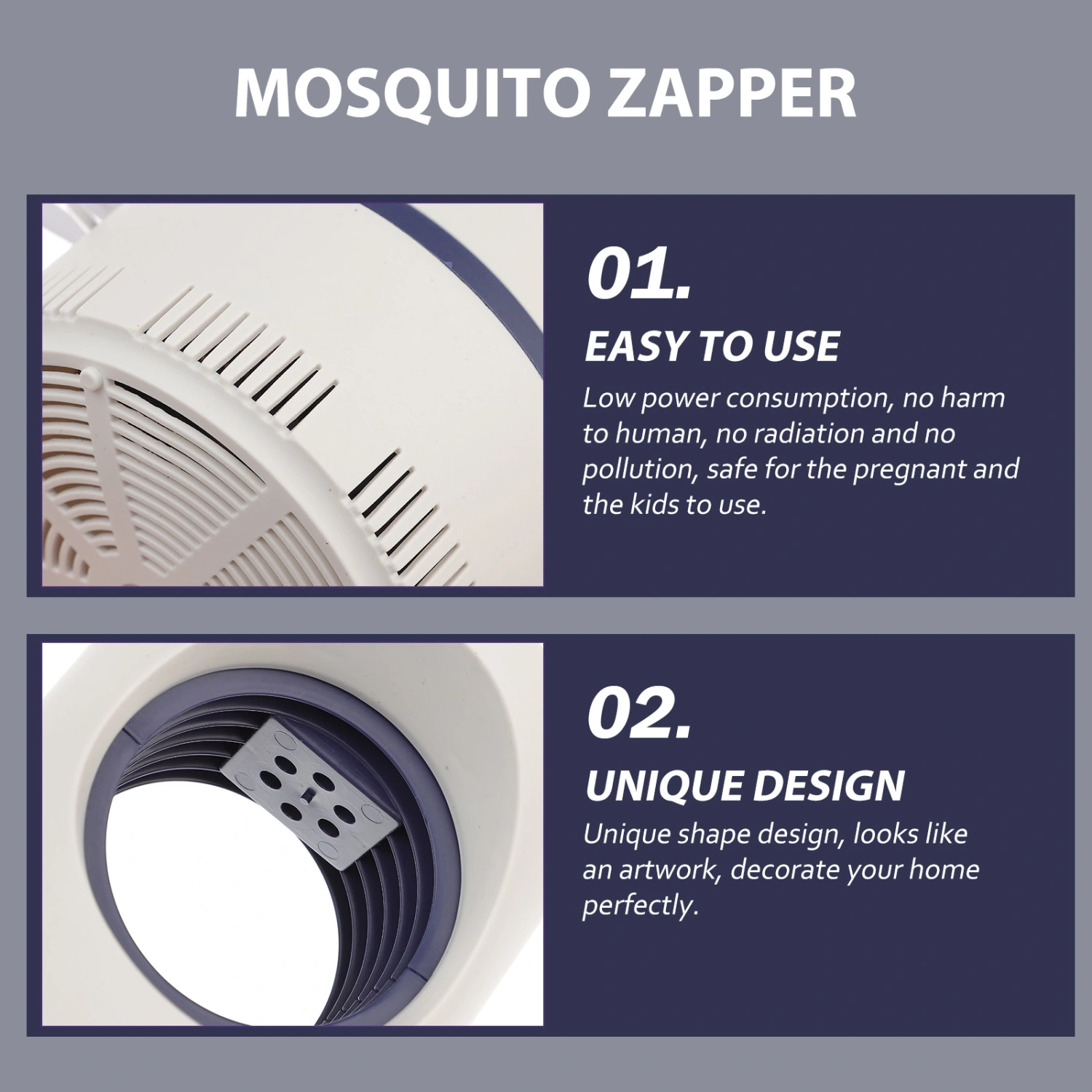 USB Photocatalyst Mosquito Killer Light Mosquito Lamp Convenient Mosquito Zapper Light Household Mosquito Killer for Home Office - Size S (White)