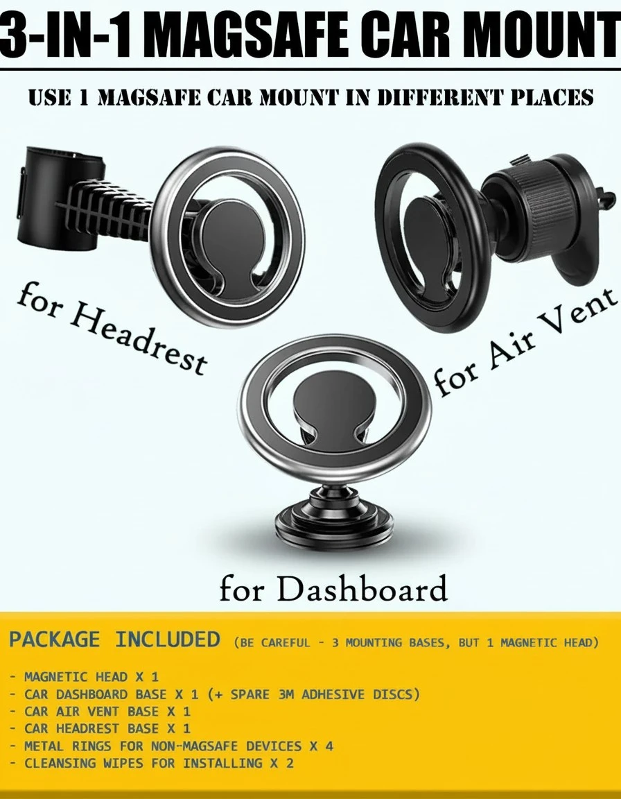 Magnetic Car Phone Holder Car Magnetic Phone Mount Adjustable Magnetic Holder