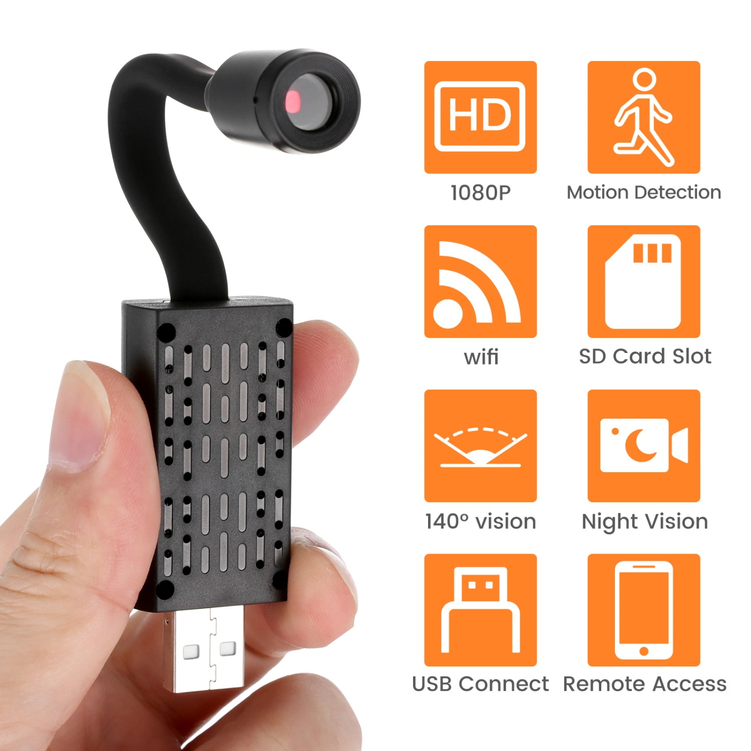 Security Camera 1080P Wireless Spy Camera with Night Vision Motion Detection Remote Monitoring for Home