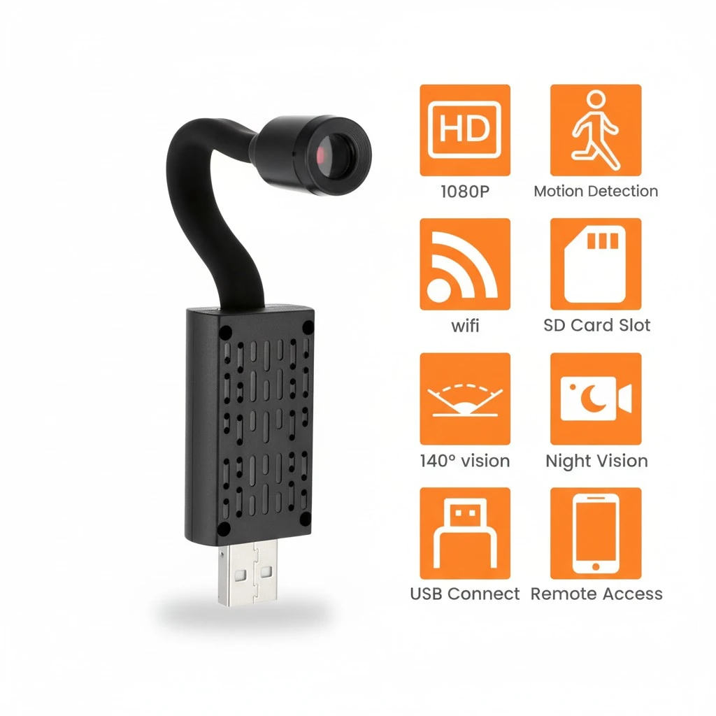 Security Camera 1080P Wireless Spy Camera with Night Vision Motion Detection Remote Monitoring for Home