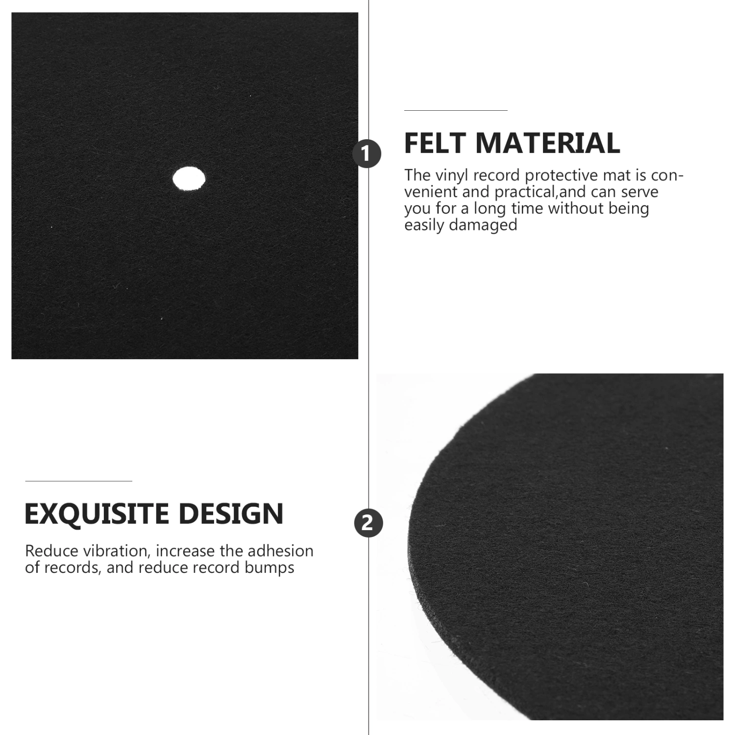 2Pcs Simple Vinyl Protective Pad for Phonograph Records Turntable Mats