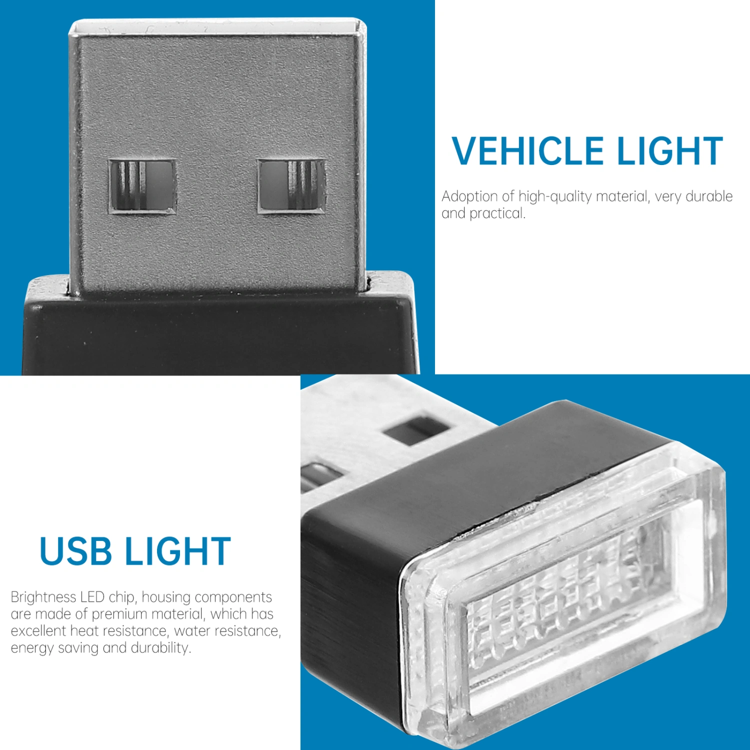 3pcs Car Mini USB Light LED Light Car Interior Atmosphere Decorative Lamp