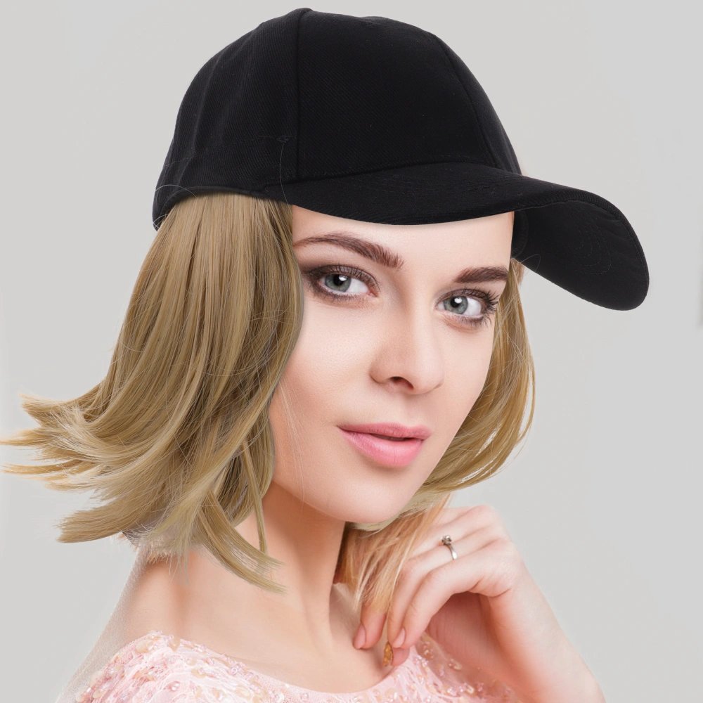 Wig Hat Short Straight Wig Hat Baseball Cap with Hair Extensions for Women