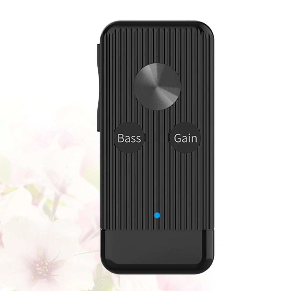 3.5mm Wireless Audio Receiver Noise Reduction NFC Transmitter Adapter with Clip Microphone for PC Smartphone Headphone (Black)