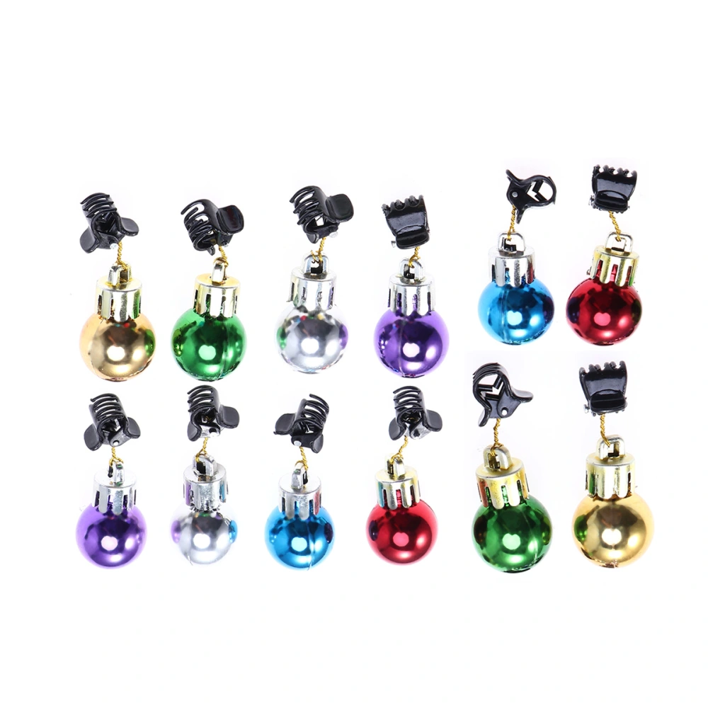 12PC Clip Beard Shine Christmas Ball Christmas Decoration Beard Ornaments Christmas Beard Bells Santa Claus Beard Clips (Gold*2+Silver*2+Red*2+Rose Red*2+Green*2+Blue*2)