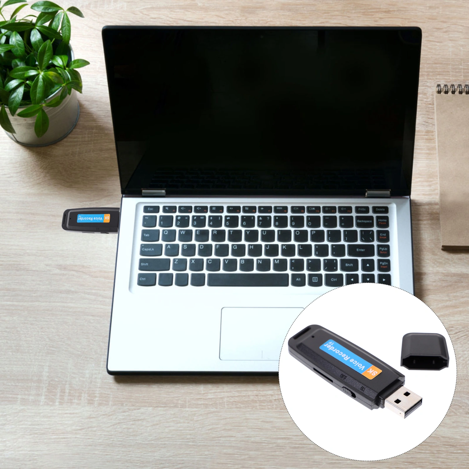 USB Audio Recorder Mini Digital Voice Dictaphone USB Disk for Lectures Meetings Interviews Telephone Conversation Recording (Black)