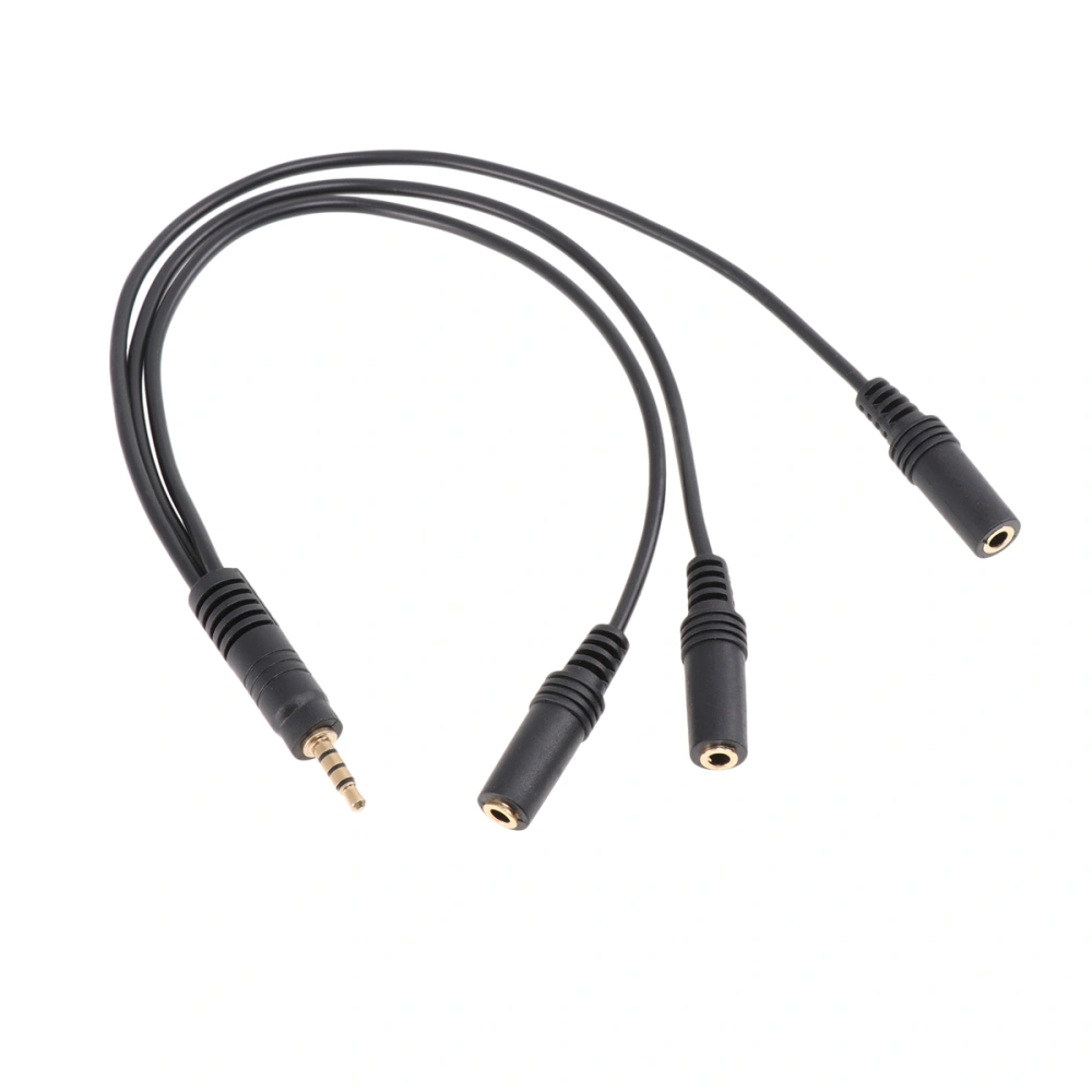 1Pc 1 to 3 3.5mm Mobile Phone Headset Microphone Audio Extension Cable (Black)