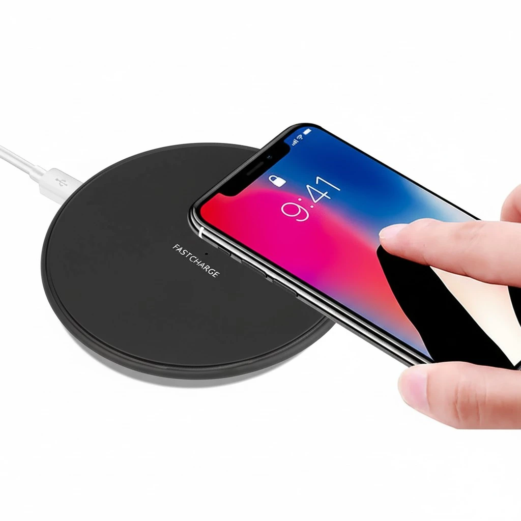 Wireless Charger 10W Wireless Fast Charging Pad for iPhone X 8 S9 S8 S7 and Qi-enabled Smart Phones (Black with Random USB Color)