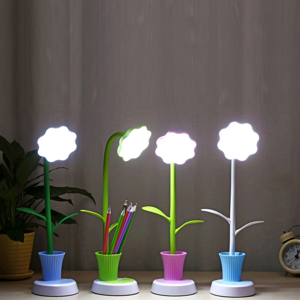 1 Set Sunflower Pen Holder Table Lamp Dorm LED Eye Protection Table Lamp (Pink)