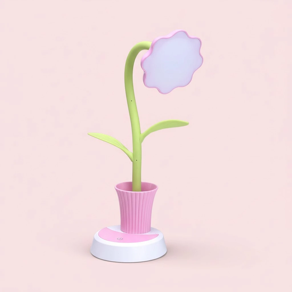 1 Set Sunflower Pen Holder Table Lamp Dorm LED Eye Protection Table Lamp (Pink)