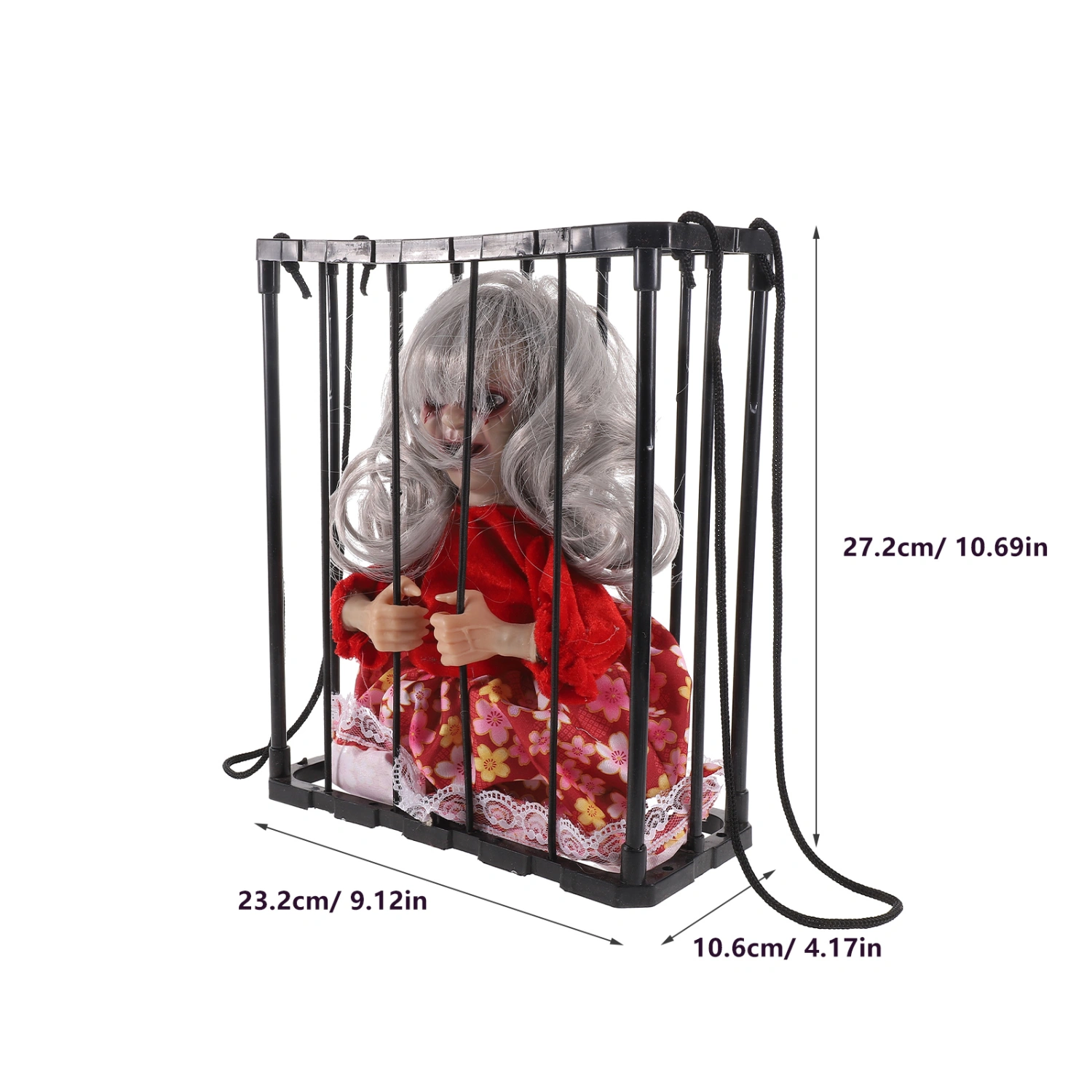Halloween Hanging Ghost in Cage Halloween Hanigng Ornament with Light Halloween Decoration Without Battery