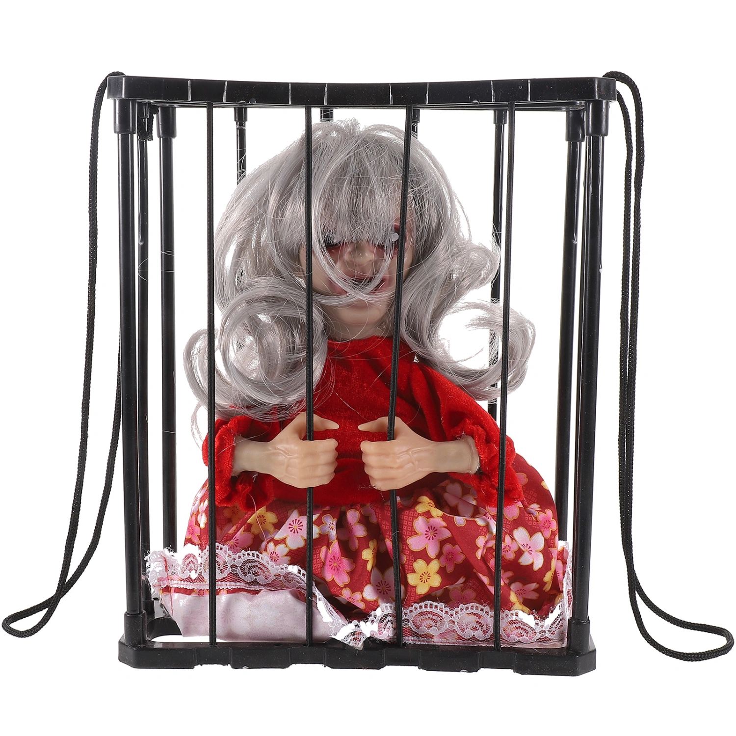 Halloween Hanging Ghost in Cage Halloween Hanigng Ornament with Light Halloween Decoration Without Battery