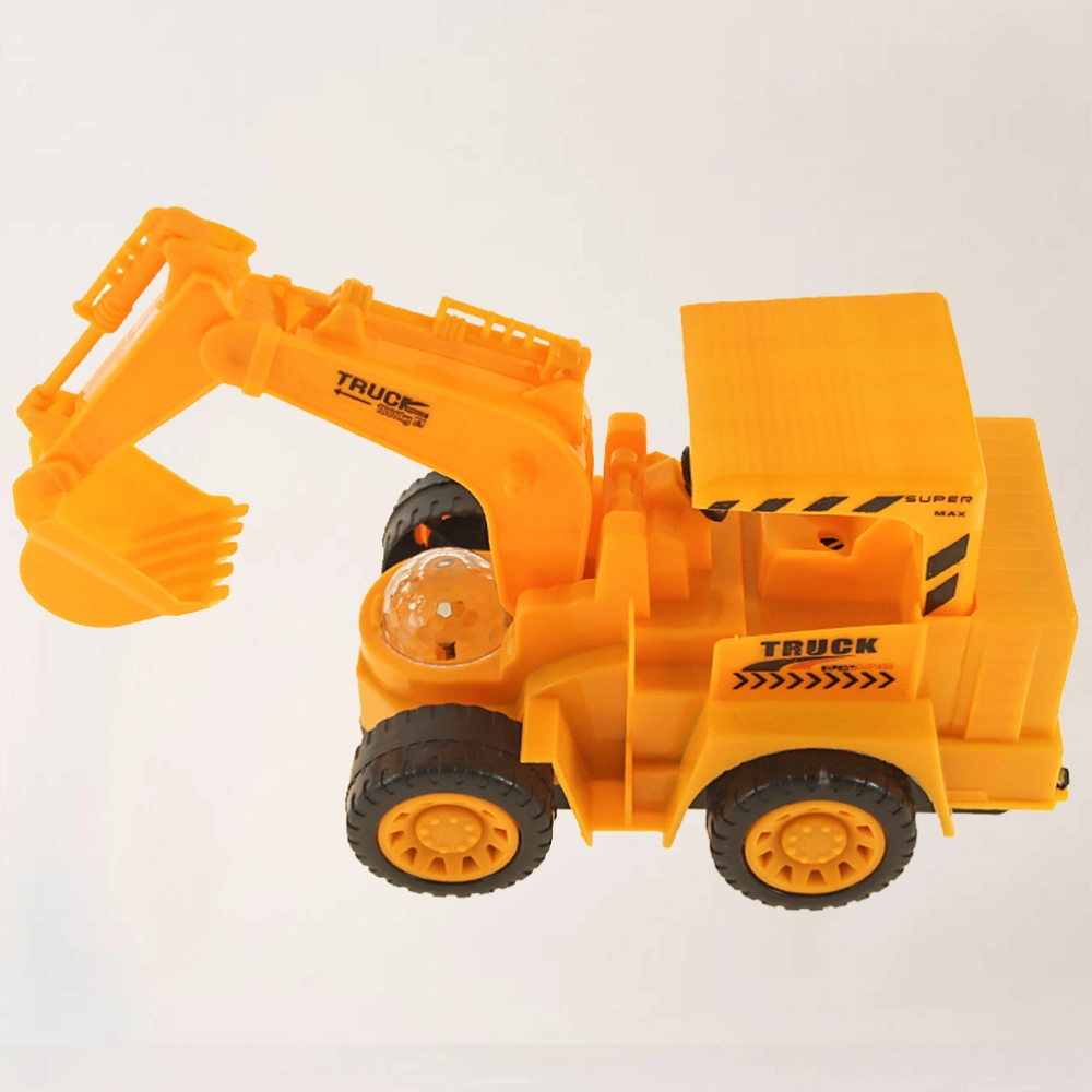 Electric Universal Music Flash Engineering Vehicle Illuminated Projection Boy Yellow Excavator without Battery