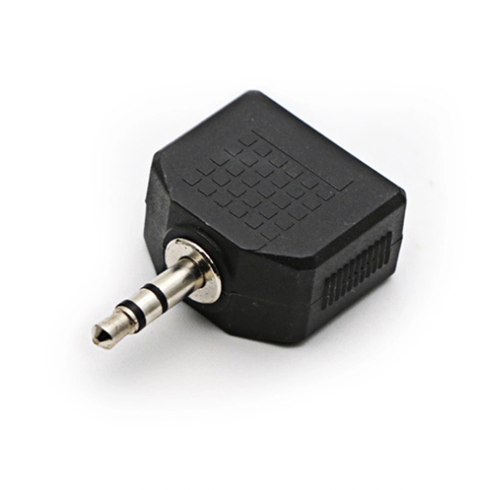 2pcs 3.5MM 1 to 2 Male to Female Double Mono Headphone Microphone Y Splitter Converter Stereo Audio Jack Plug Adapter Black