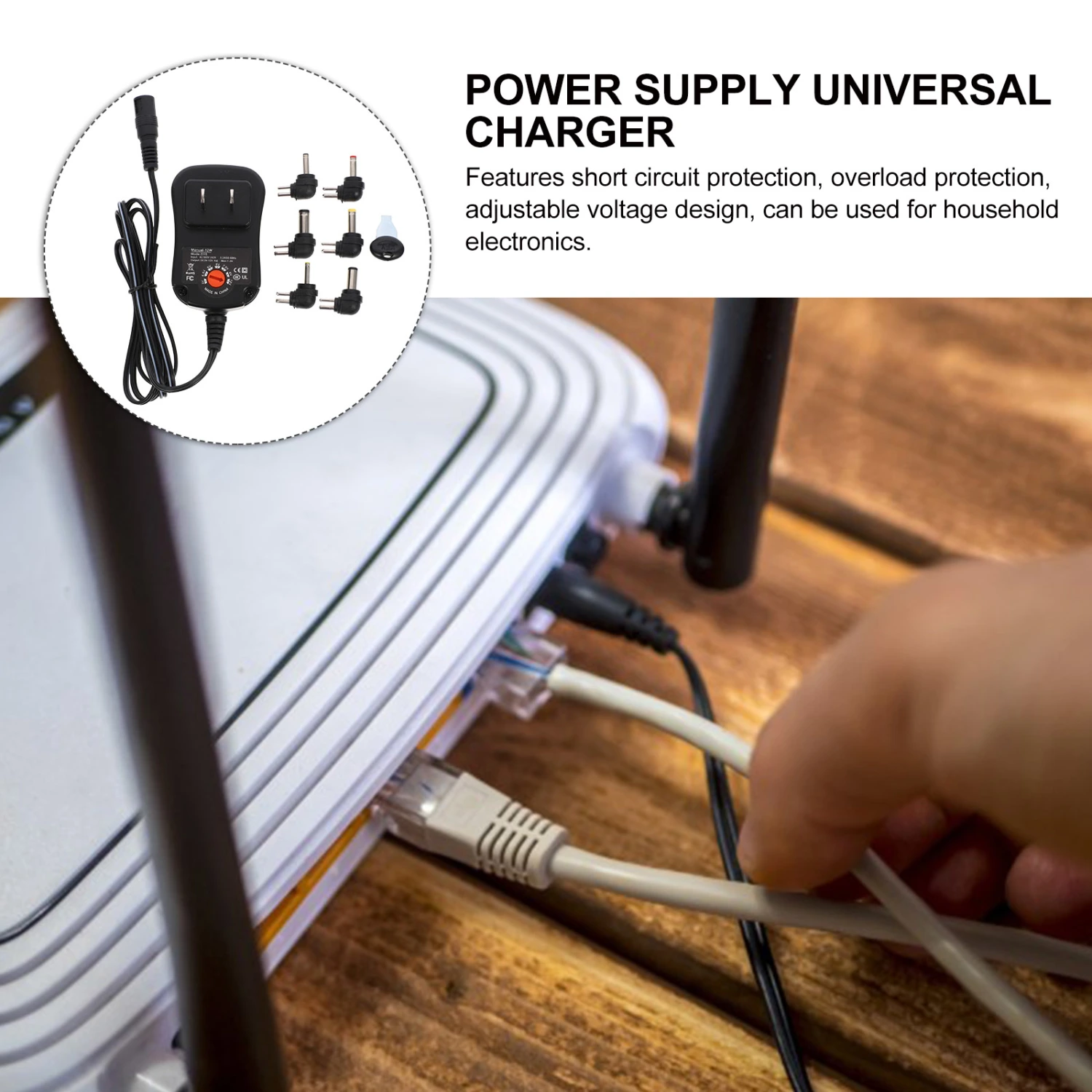 1 Set Power Supply Universal 12W Charger Adjustable Voltage Power Adapter for Tablet (US Plug)