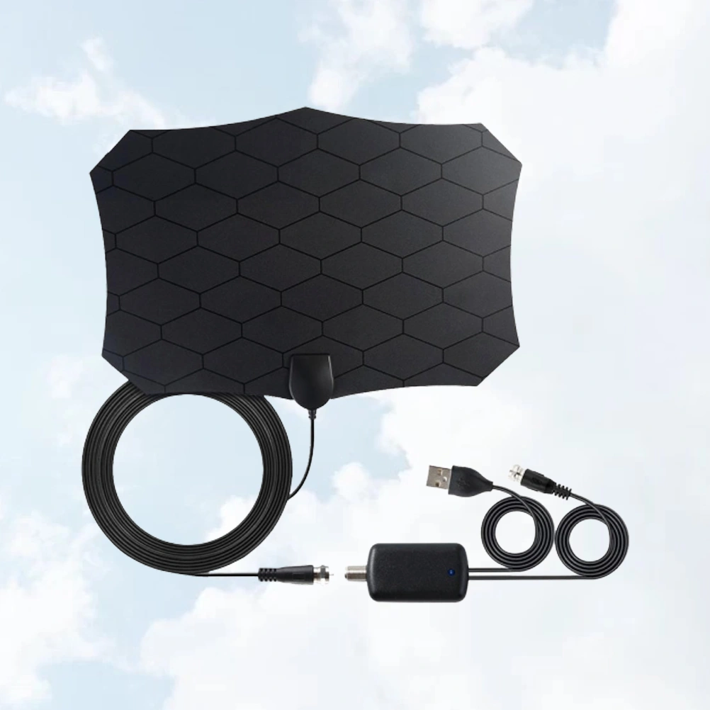 4K HDTV High Gain 80 Miles 28 DBI Digital TV Antenna with Amplifier Signal Booster 3M Indoor Antennas Television Aerial (Black)