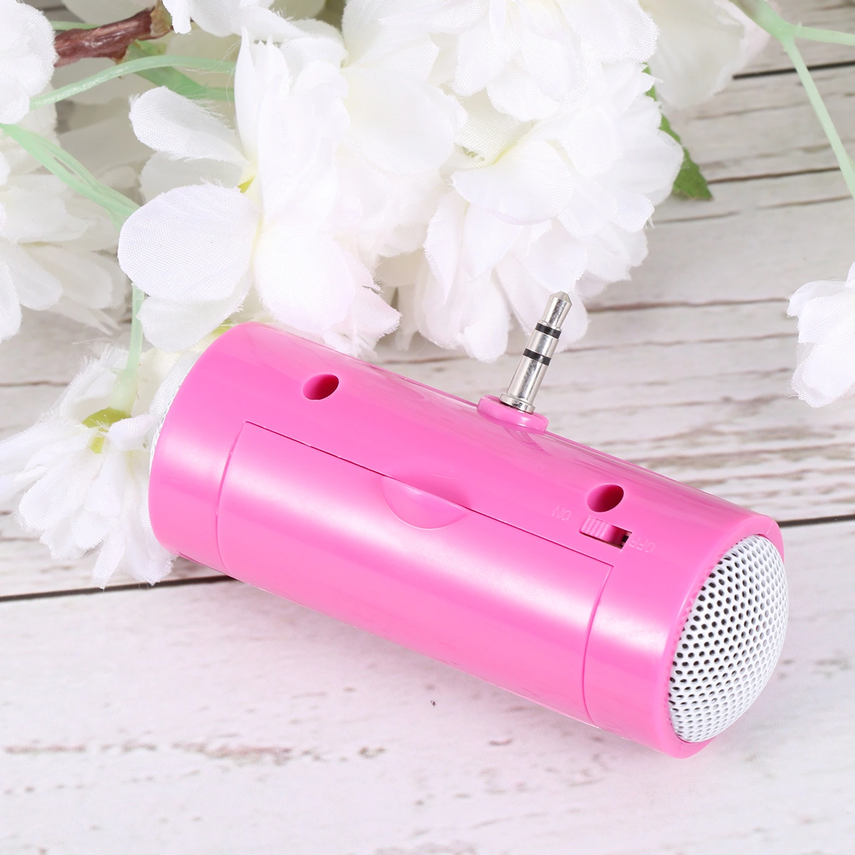 3.5mm Plug-in Audio Jack Mini Portable Stereo Speaker for Phone Tablet Without Battery (Pink)