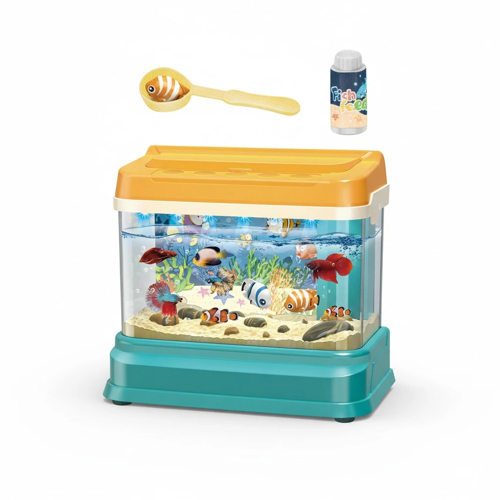 1 Set of Simulation Fish Tank Toys Children Magnetic Fishing Toys Funny Lifelike Small Aquarium