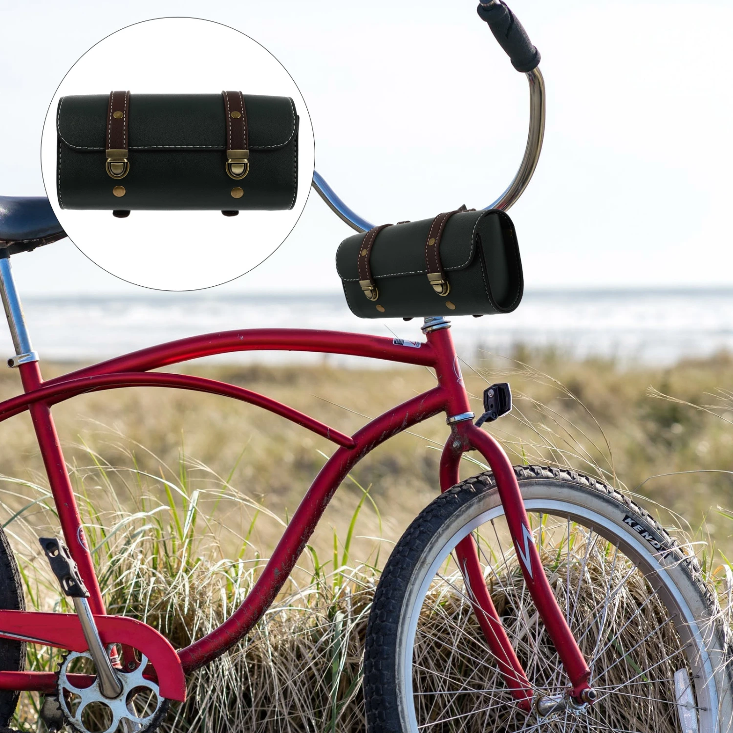 1pc Retro Style Bike Headstock Bag Motorcycle Handlebar Bag Tail Bag
