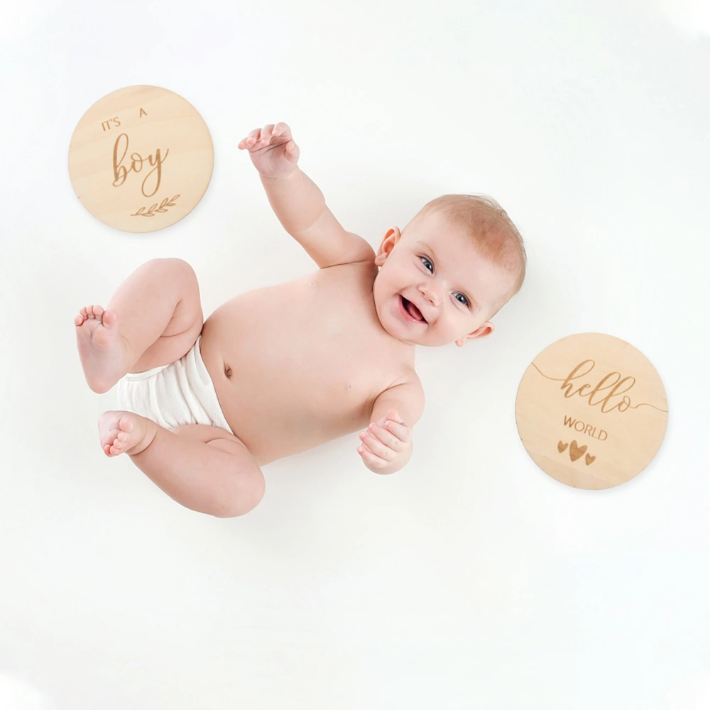 2Pcs Creative Baby Growth Commemorative Cards Wooden Growth Milestone Cards