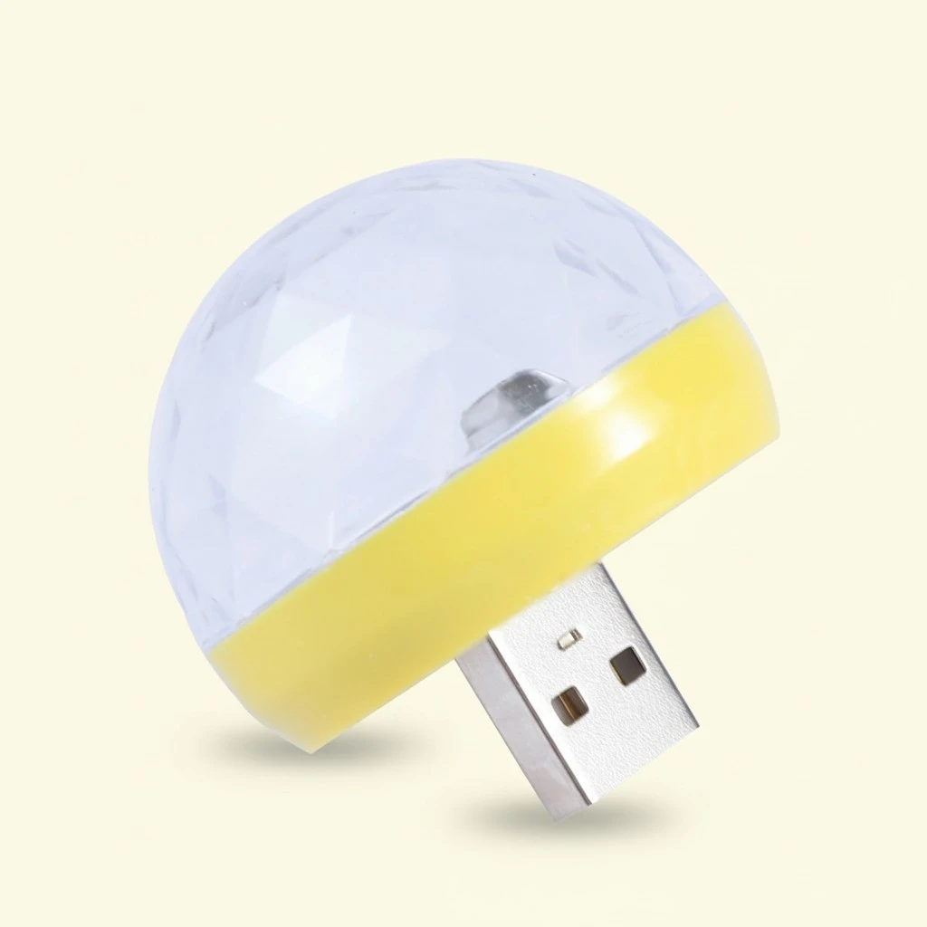 USB Mini Disco Lights Portable Light USB Powered LED Stage Ball DJ Lighting Karaoke Lights for Christmas Home Party Bar(Yellow)