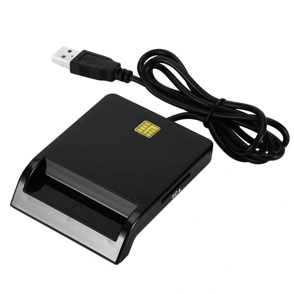 Universal Portable USB Smart Reader for Bank Tax ID CAC DNIE ATM IC SIM Reader for Phone and Tablet (Black)