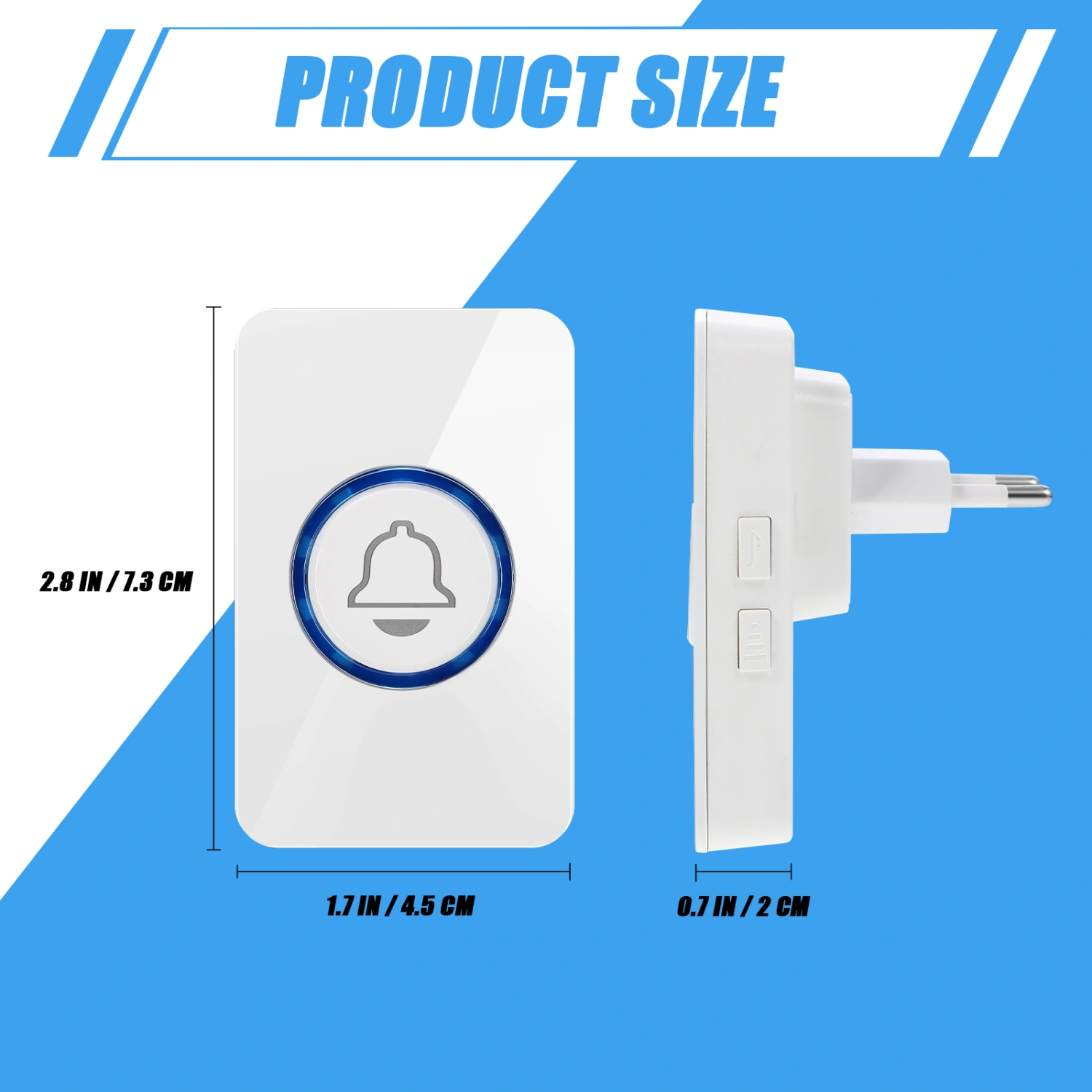 1 Set Wireless Door Bell Intelligence Wireless Doorbell Household Wireless Doorbell US Plug