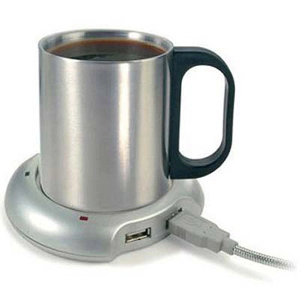 USB Cup Mug Warmer Heater Pad with 4 Port USB Hub (Silver)