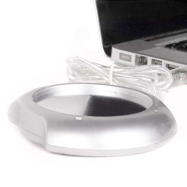 USB Cup Mug Warmer Heater Pad with 4 Port USB Hub (Silver)