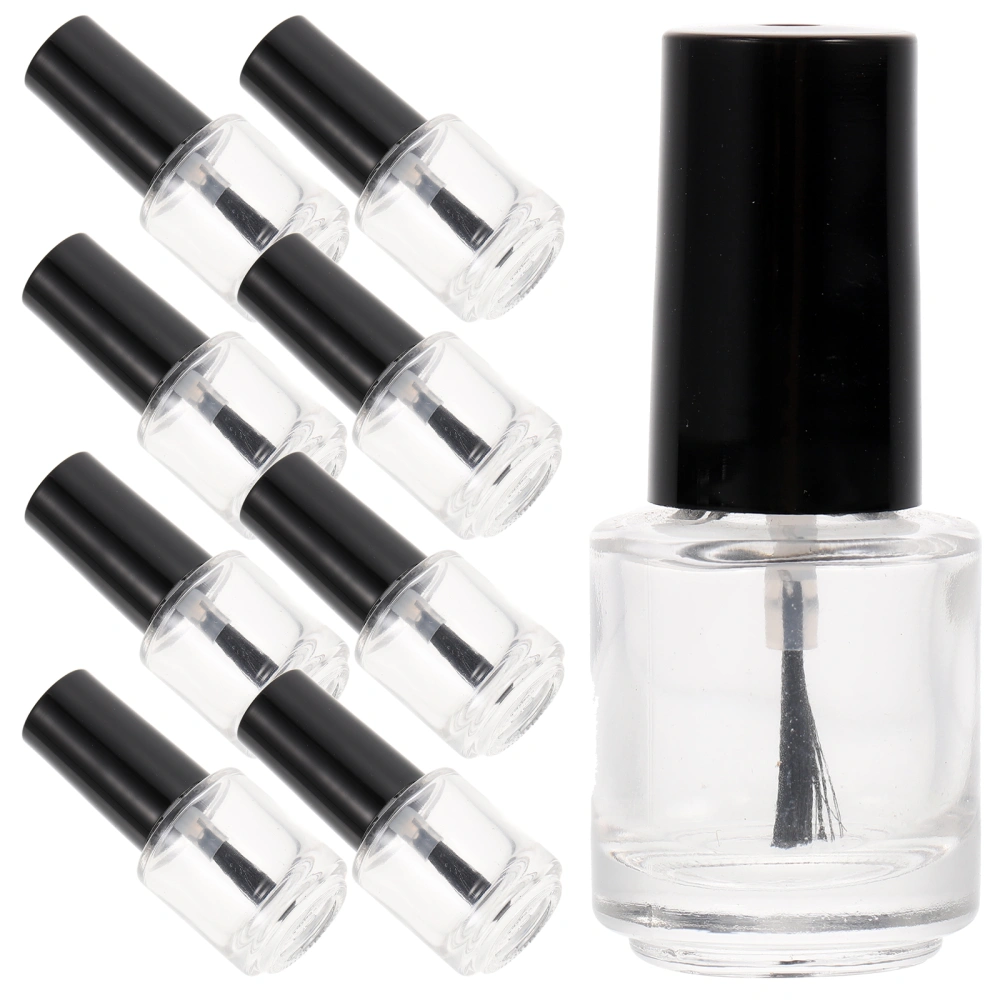 20pcs Transparent Glass Bottle Wearable Nail Polish Bottle with Brush Black