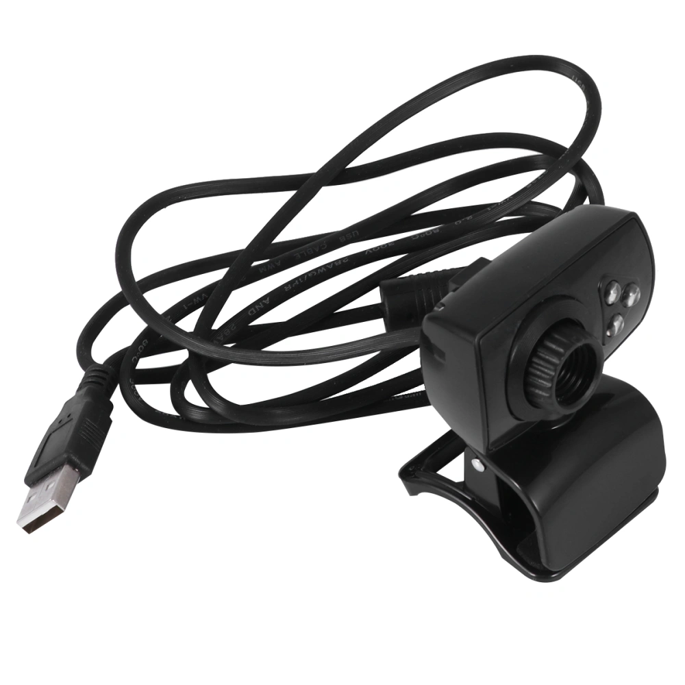 USB Web Camera 480P Computer Camera Webcams with 3 Light USB2.0 Webcam Camera with Mic Clip-on for Computer PC Laptop (Black)